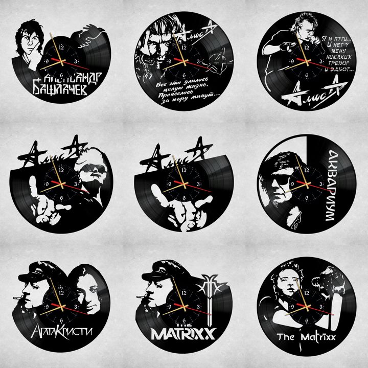 Макеты часов групп «The Matrixx», «Агата Кристи», «Аквариум», «Алиса», «Александр Башлачев»