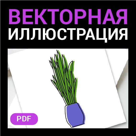 Комнатное растение Тещин язык в горшке. Векторная картинка pdf. Высокая четкость при любом масштабе.