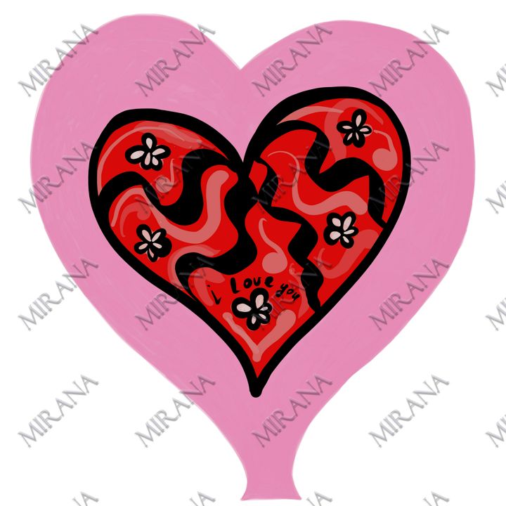 Валентинка с сердечком, открытка/ постер/принт для печати (цифровой рисунок)