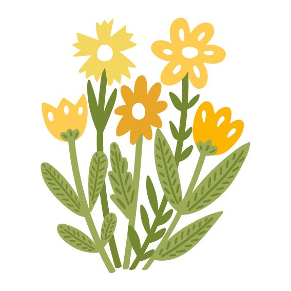 Векторная детская иллюстрация "Желтые цветы"