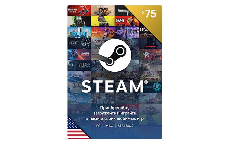 Карта оплаты Steam 75 USD USA [Цифровая версия]