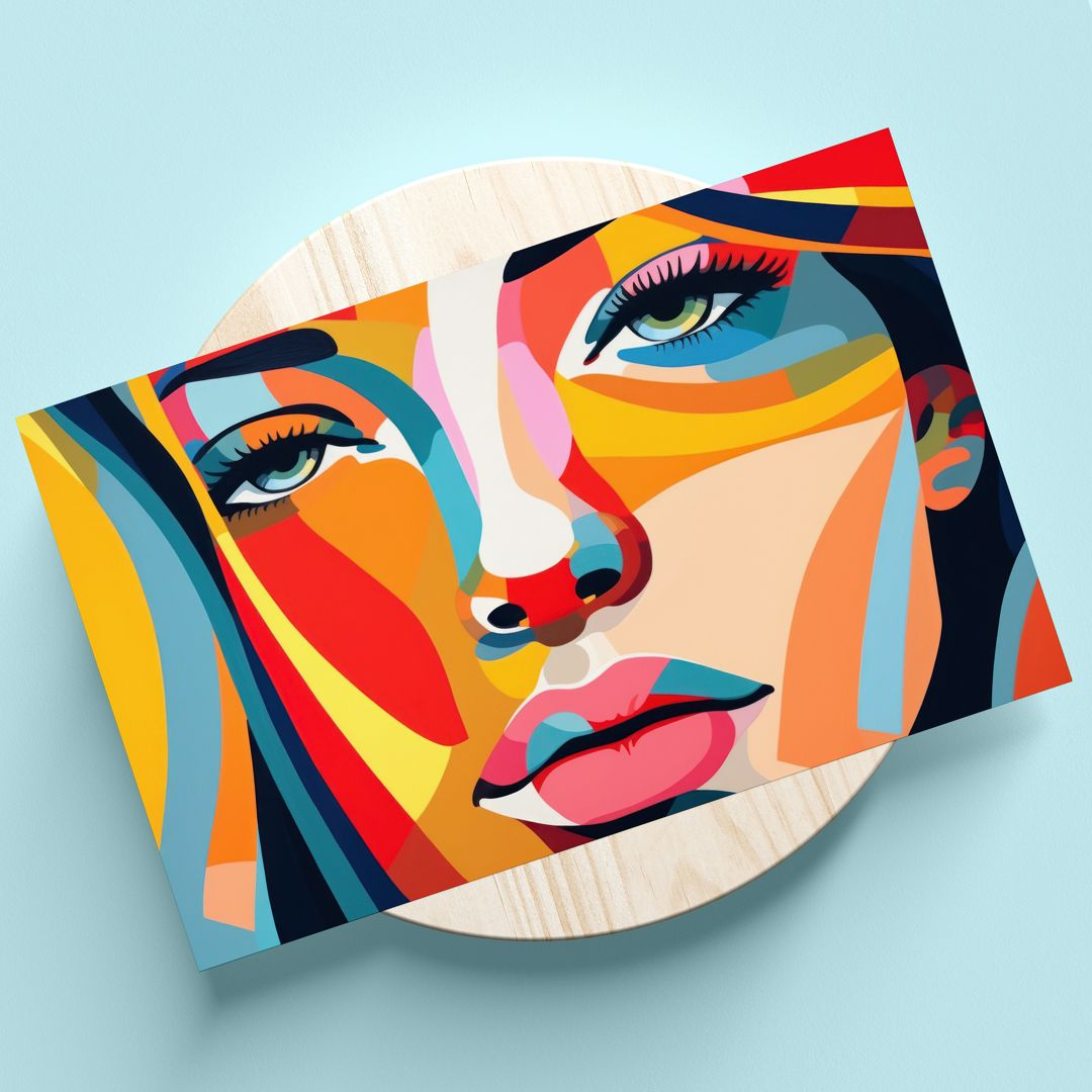 Абстрактный женский портрет. Цифровая иллюстрация идеальная для постера или открытки. (№5)