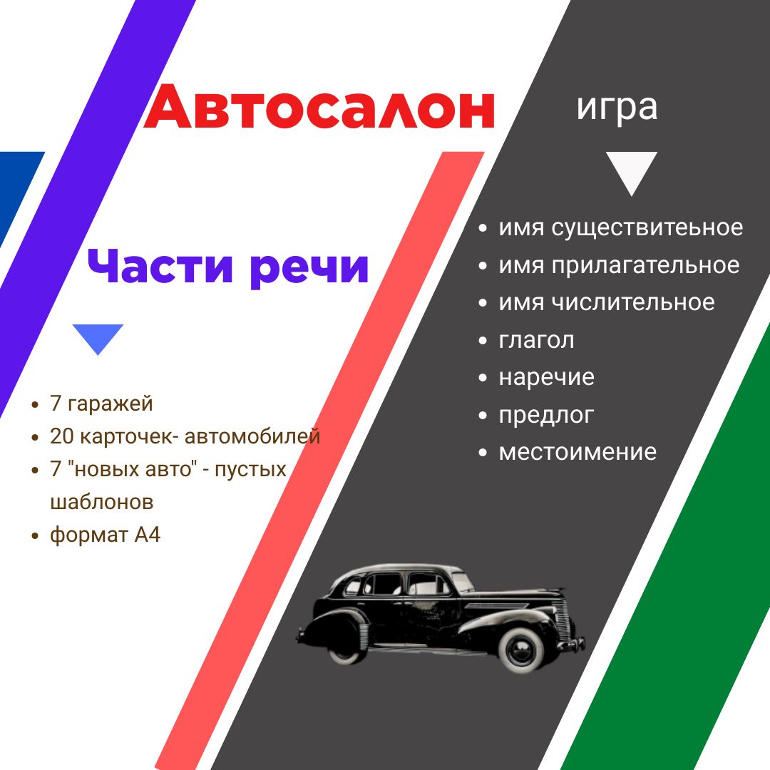 Игра по русскому языку "Части речи" "Автосалон"