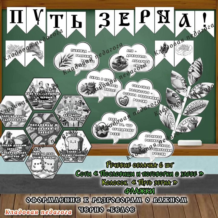 Оформление черно-белое "Путь зерна" к разговорам о важном