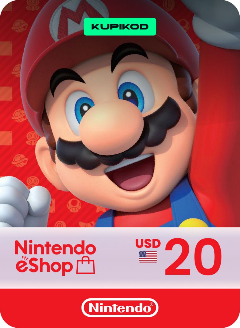 Карта для пополнения Nintendo eShop: 20 долларов (USD) US