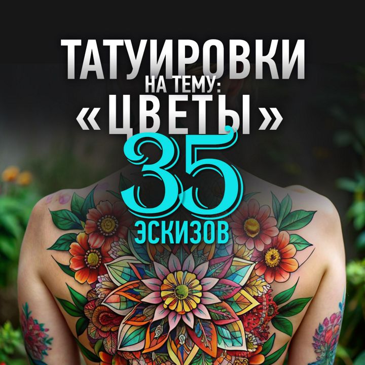 Эскизы татуировок на тему «Цветы» 35 штук