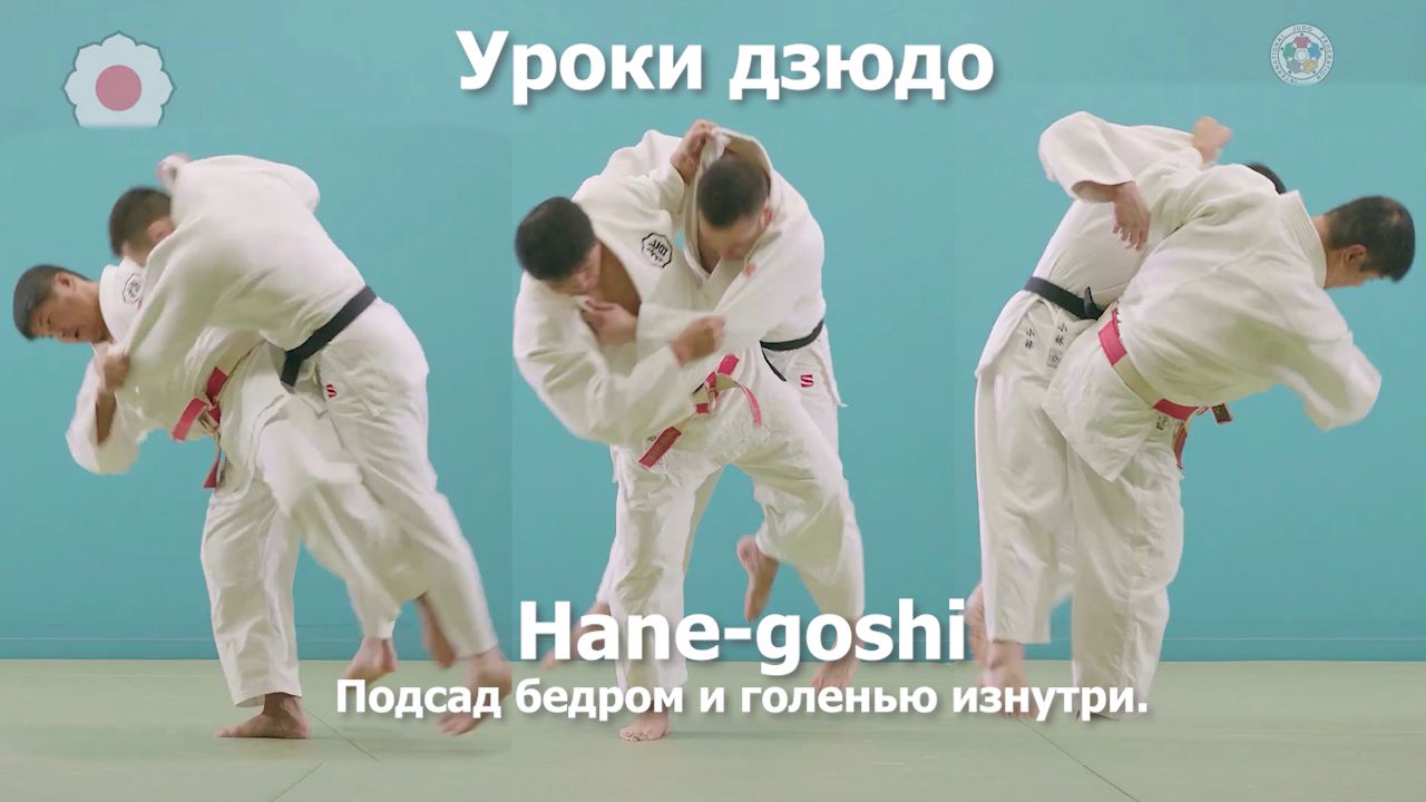 Дзюдо. Обучение броску подсад бедром и голенью изнутри Hane-goshi.