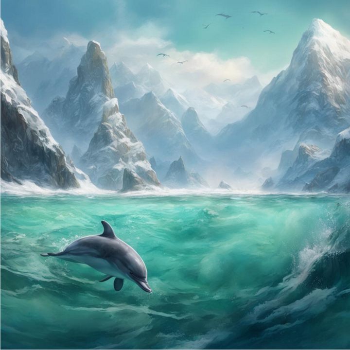 Дельфин постер, иллюстрация, аватарка, обои на телефон