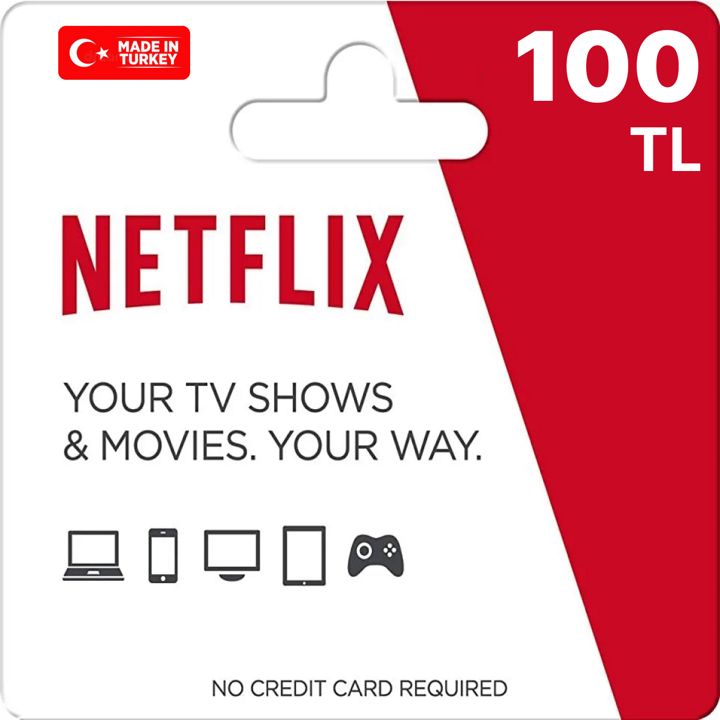 Подарочная карта Netflix 100 TL (TRY) на турецкий аккаунт / Код активации Нетфликс/ Gift Card Турция