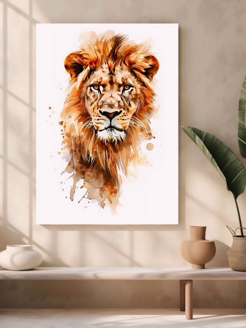 Постер лев акварель