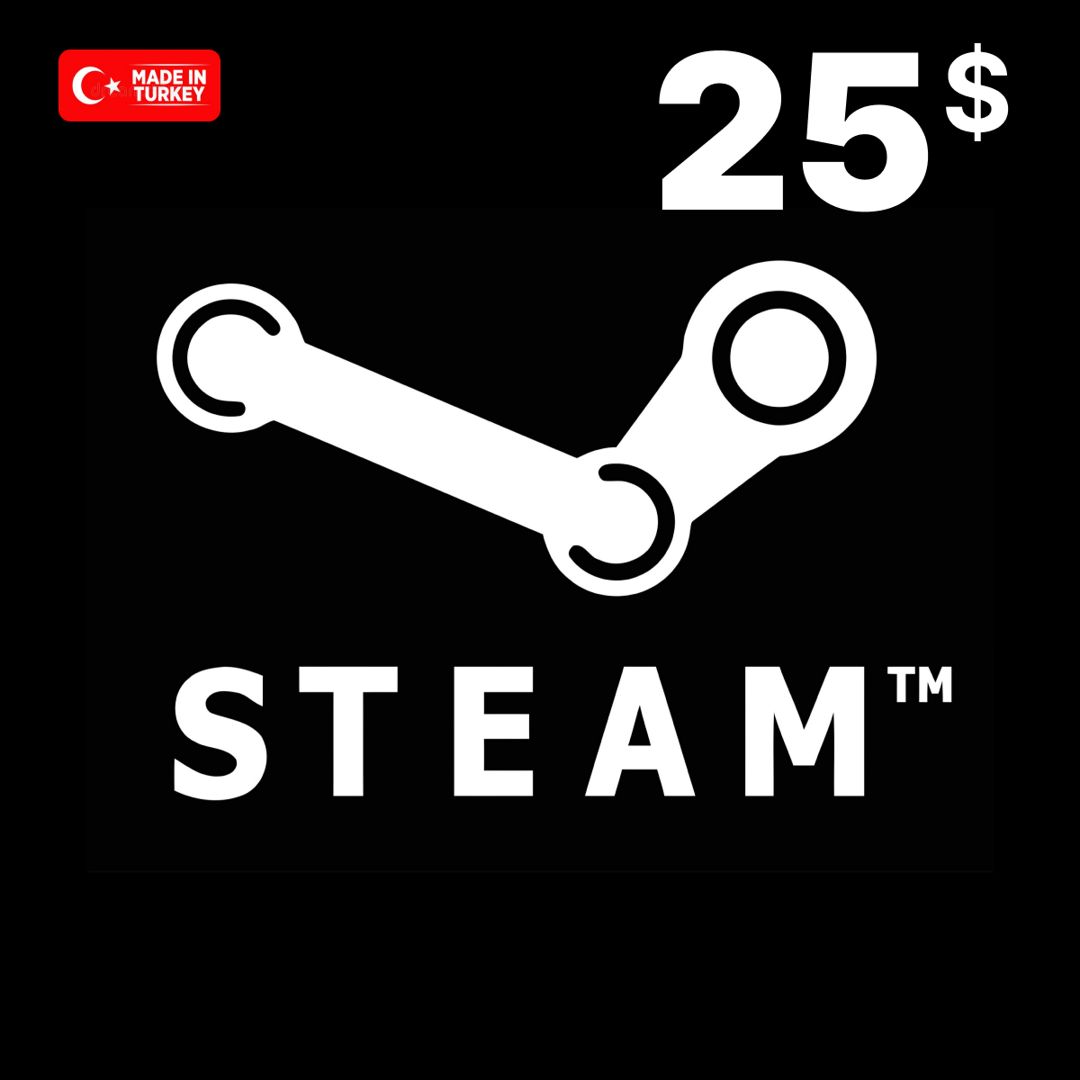 Пополнение кошелька Steam на 25 USD / Код активации Турция / Подарочная карта Стим / Gift Card 25$