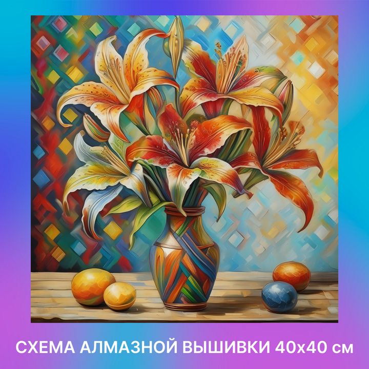 Авторская схема алмазной вышивки/мозаики (круглые стразы) 40х40 см