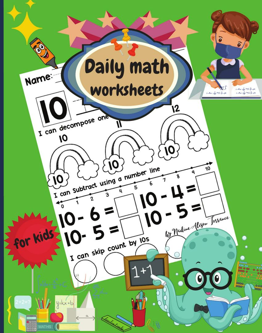 Daily math worksheets for kids. Beginner Math Preschool Learning Book with Counting numbers up to...