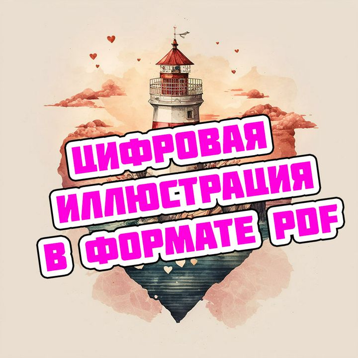 Иллюстрация: Маяк в форме сердца - цифровая графика в PDF