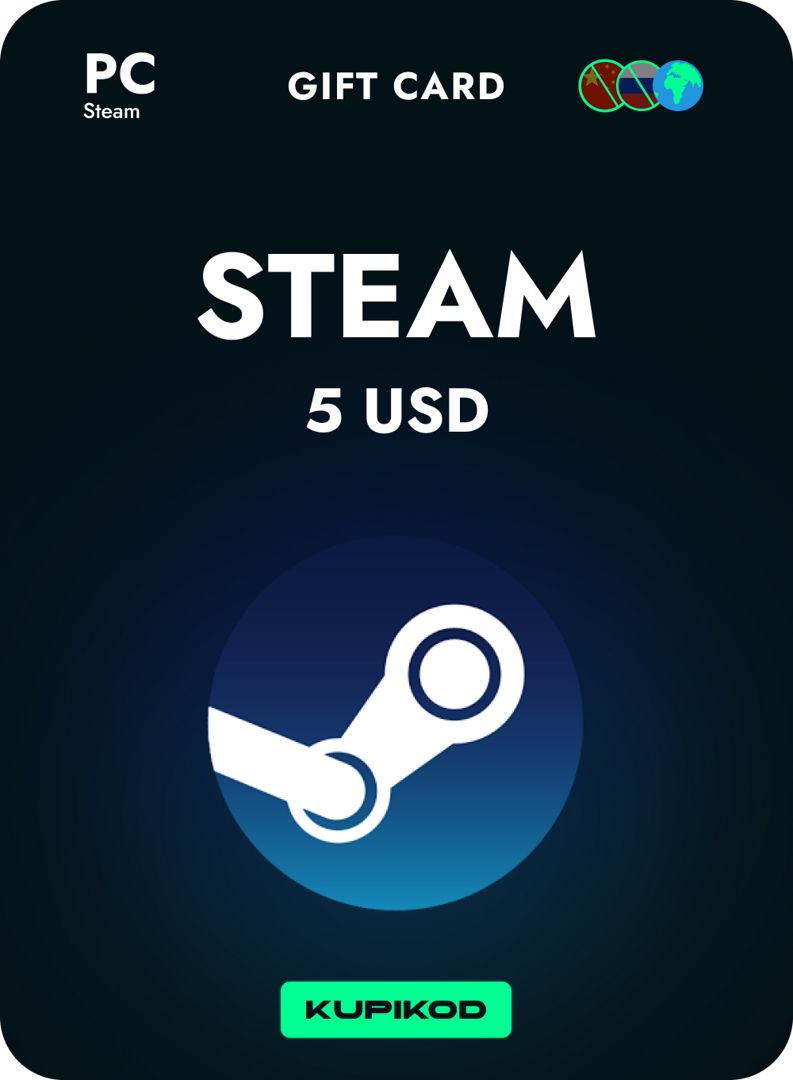 Подарочная карта для Steam (5 долларов)