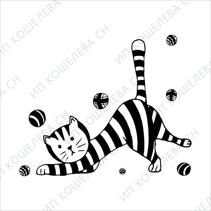 Векторное изображение "Котик с мячиками"