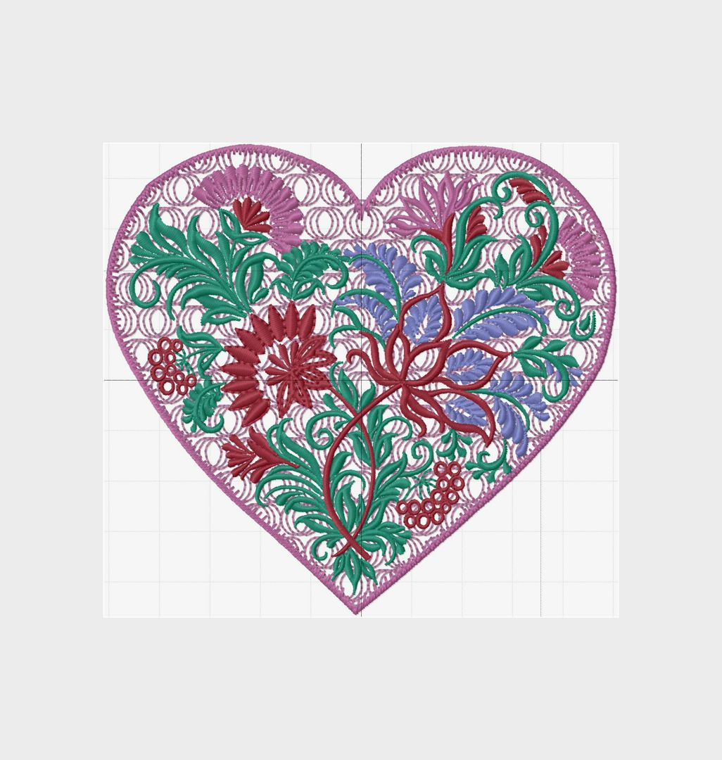 Дизайн машинной вышивки Лиловое сердечко