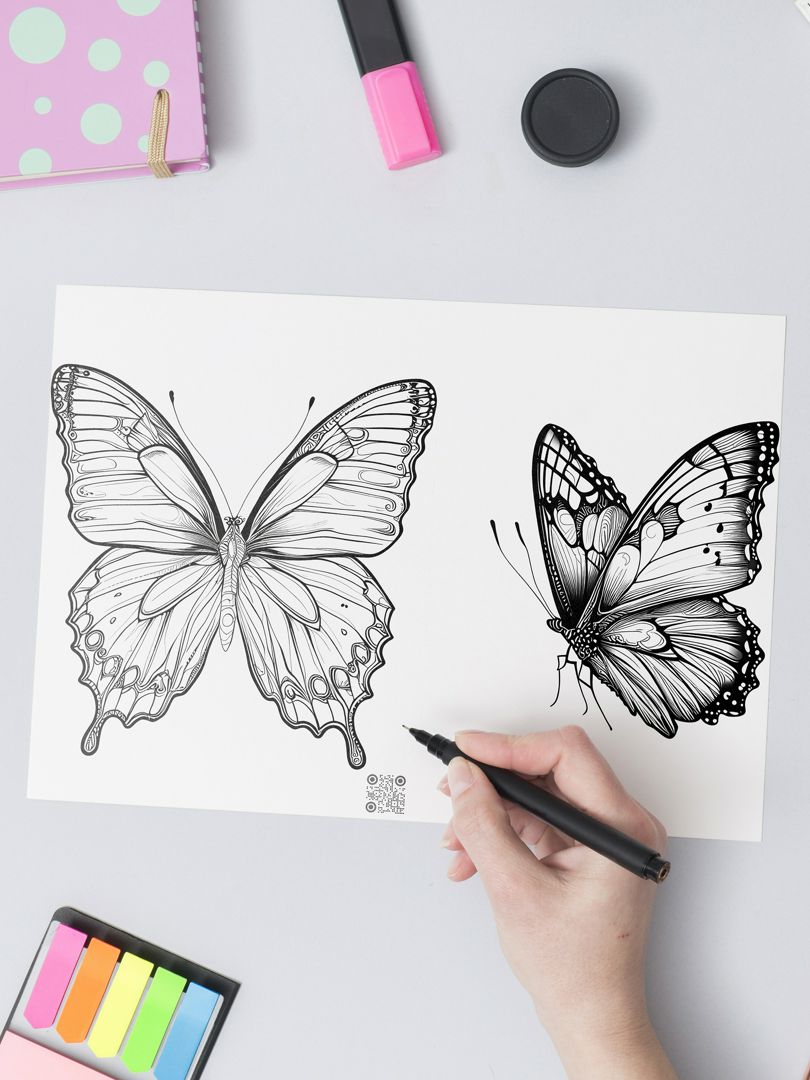 Раскраска Бабочки, набор из 10 картинок