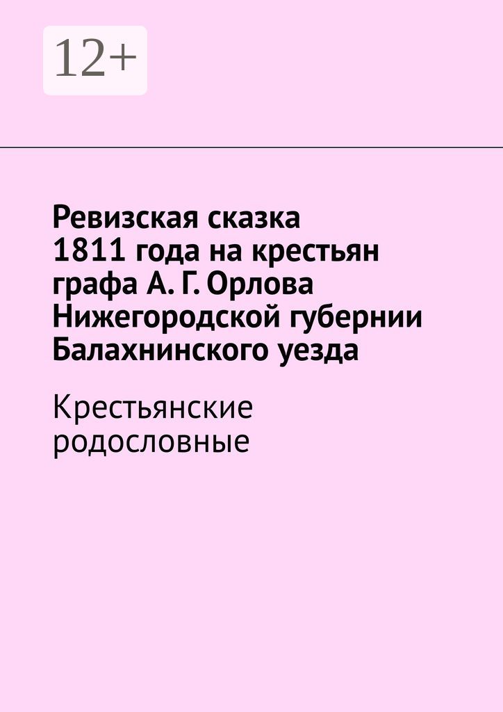 Ревизская сказка 1811 года на крестьян графа А. Г. Орлова Нижегородской губернии Балахнинского уезда