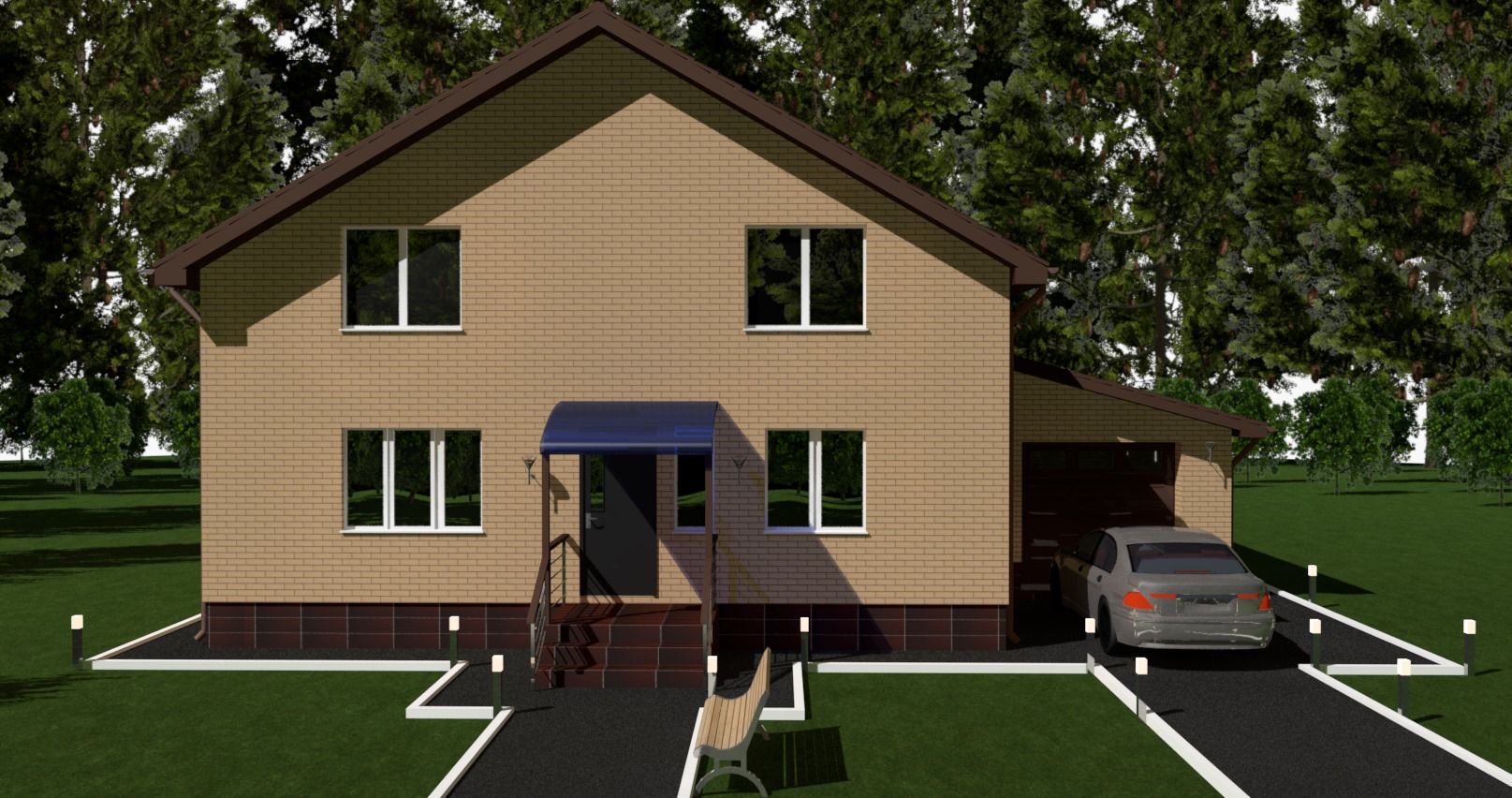 Проект двухэтажного дома с гаражом S=184 м2