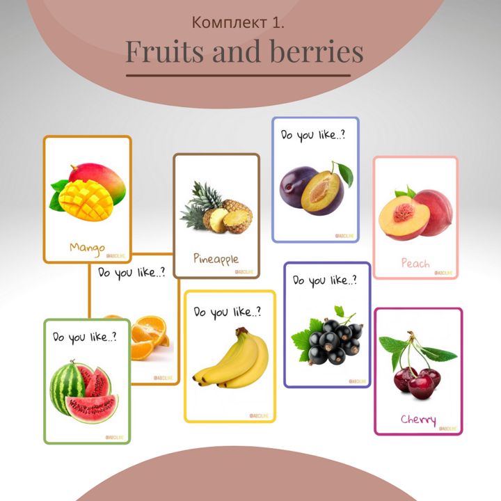 комплект карточек по теме "Fruits and berries".