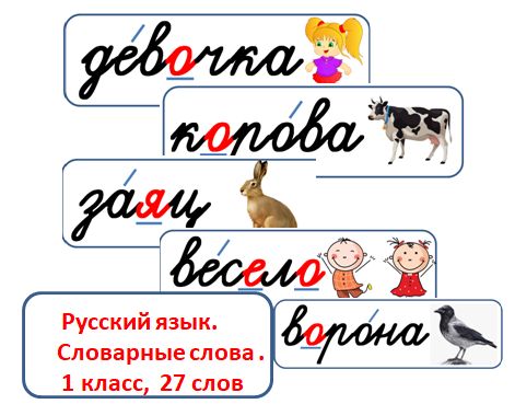 Словарные слова. Русский язык, 1 класс.