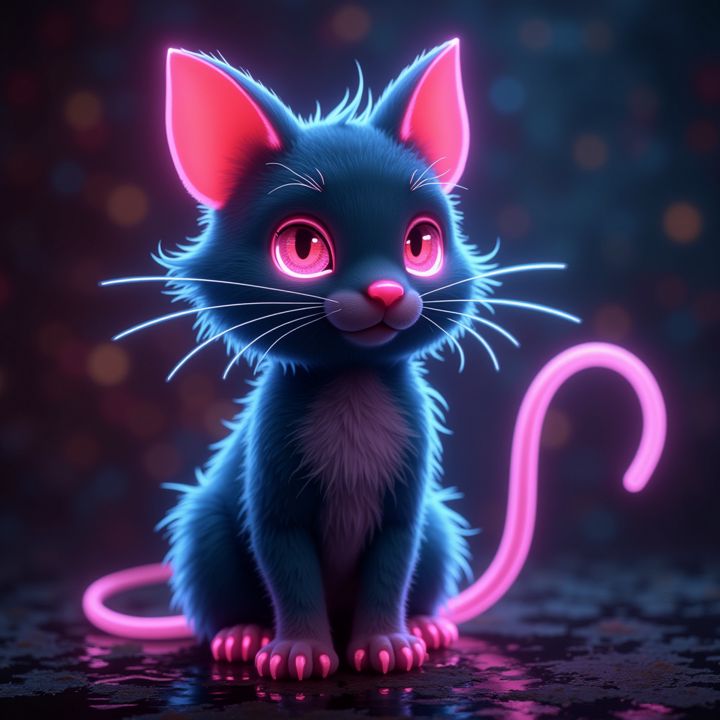 cyberpunk neon cat model (10)