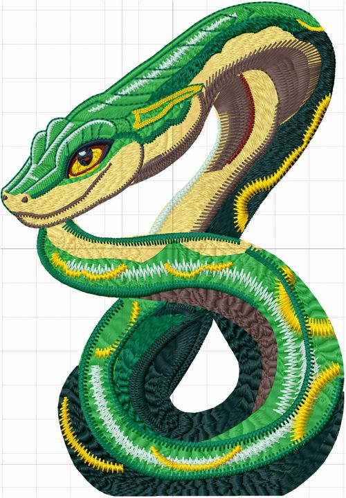 Дизайн машинной вышивки Змея символ года