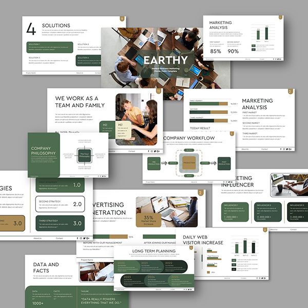 Шаблон презентации бизнес -маркетинга Earthy