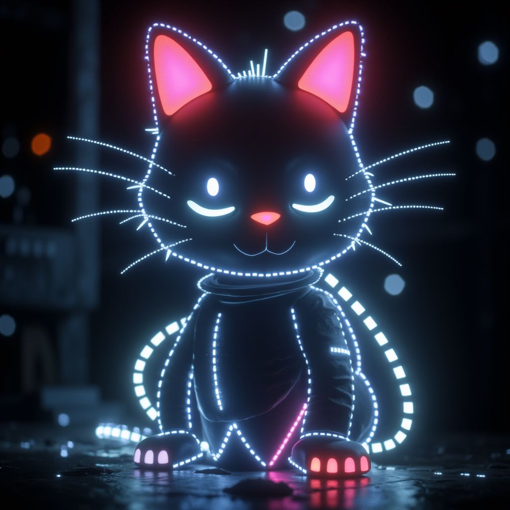 cyberpunk neon cat model (7)