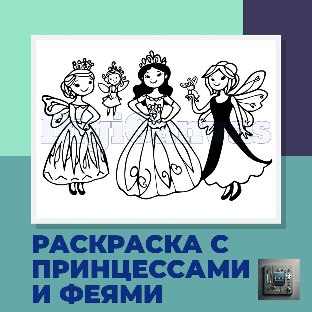 Раскраска для девочек с принцессами и феями для печати скачать ...