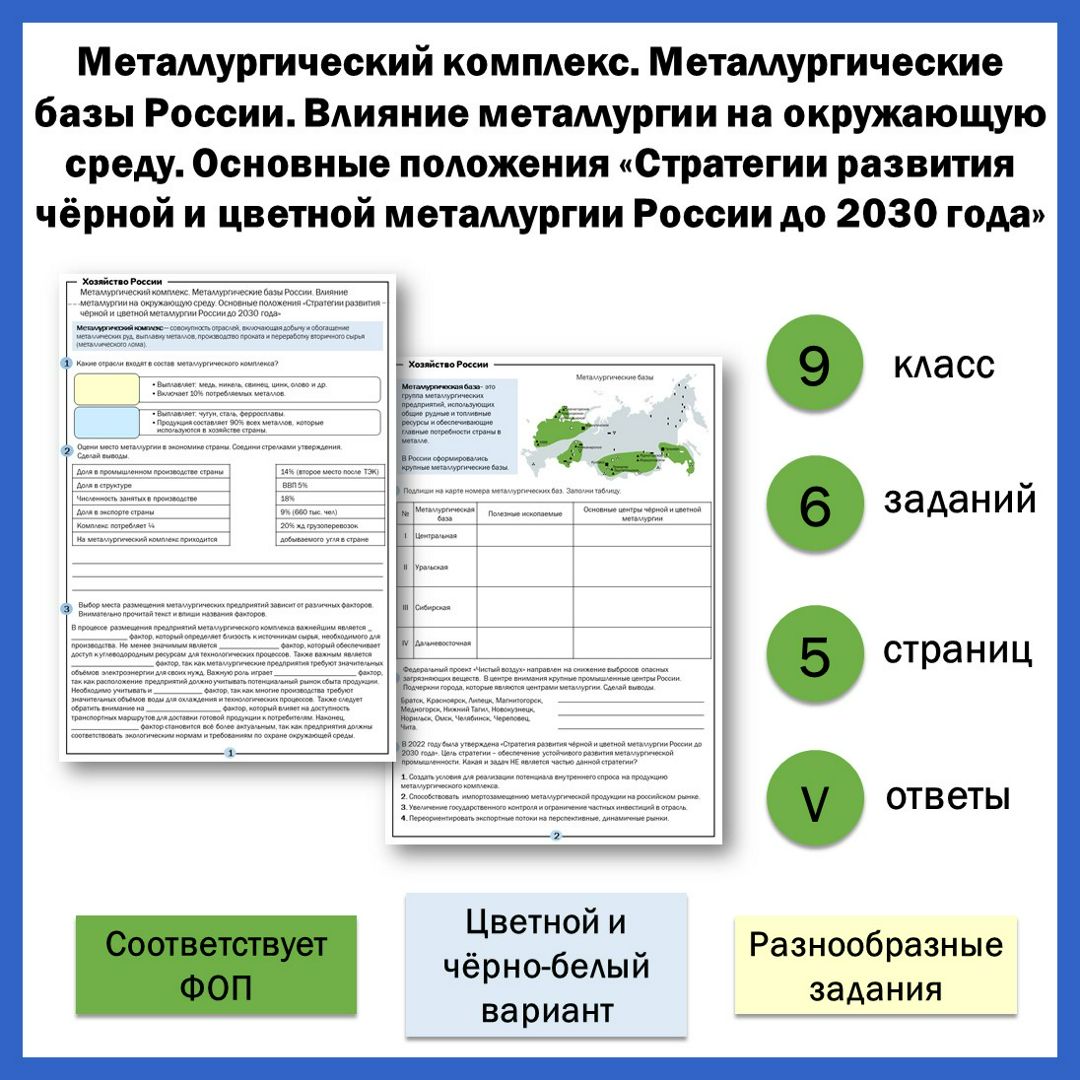 9-11. Металлургический комплекс. Металлургические базы России. ...