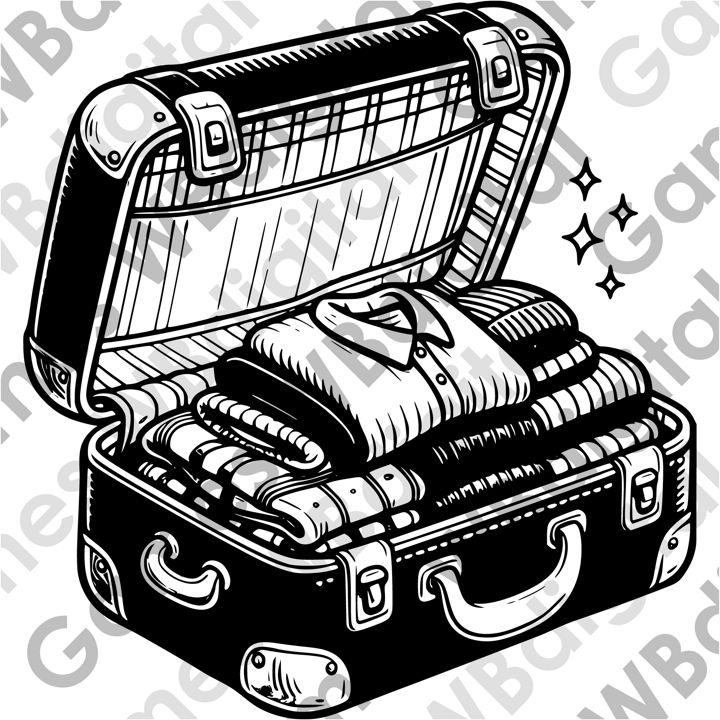 Полный открытый багажный чемодан, наполненный одеждой. Сбор путешественников перед отъездом