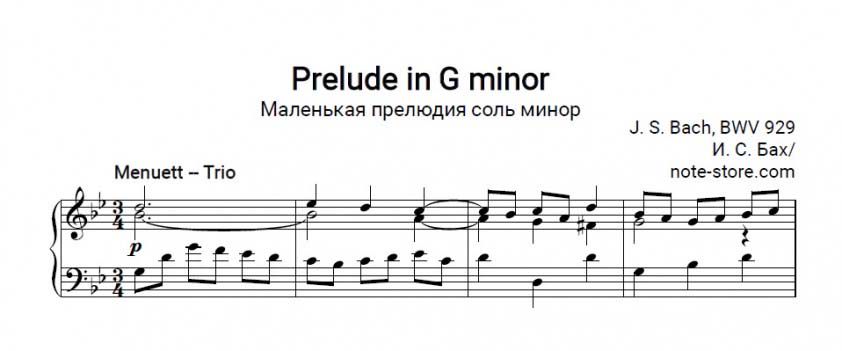 Ноты Иоганн Себастьян Бах - Маленькая прелюдия соль минор, BWV 929 - Пианино.Соло