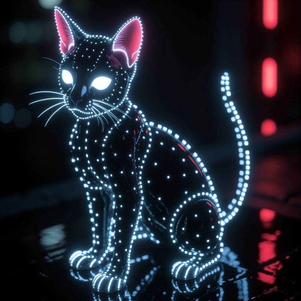 cyberpunk neon cat model (8)