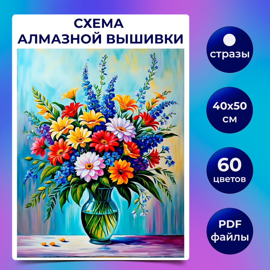 Авторская схема алмазной вышивки/мозаики (круглые стразы) 40х50 см ...