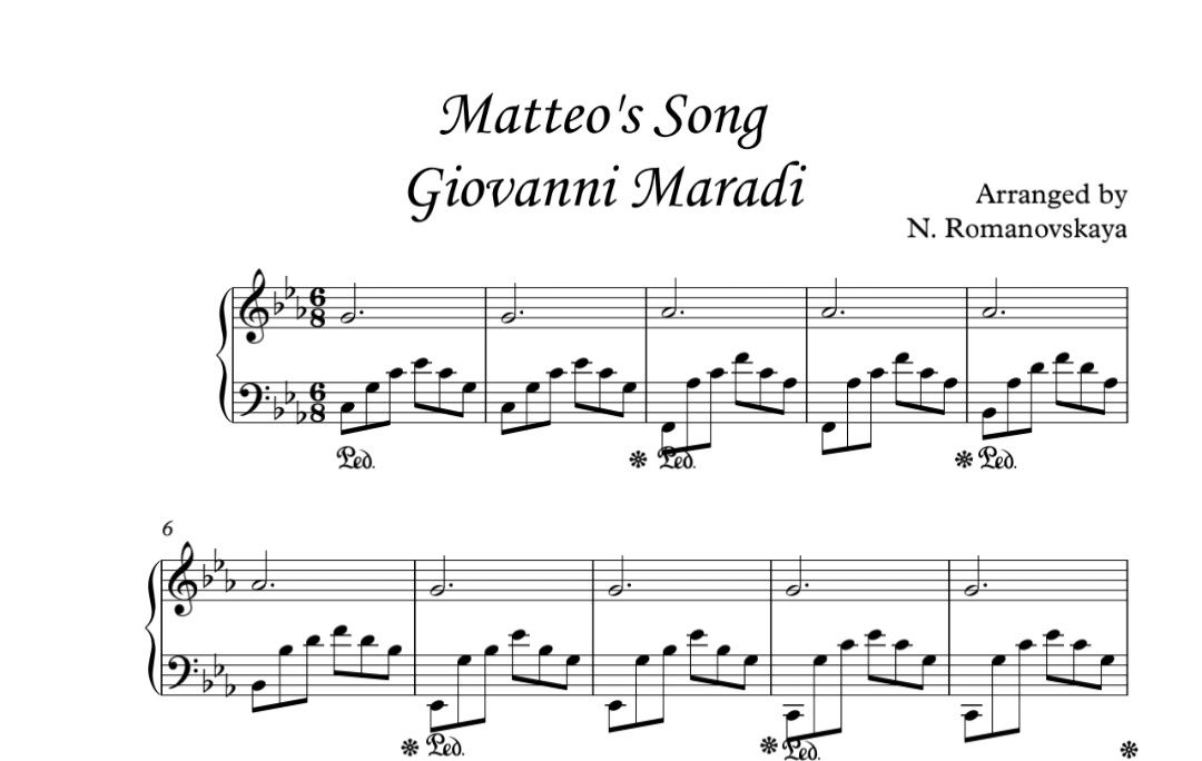 Matteo's Song. Giovanni Marradi. Ноты для фортепиано