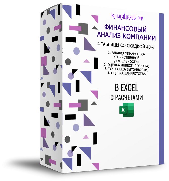 ПАКЕТ: Комплексный анализ деятельности компании в EXCEL (4 таблицы со скидкой 40%)