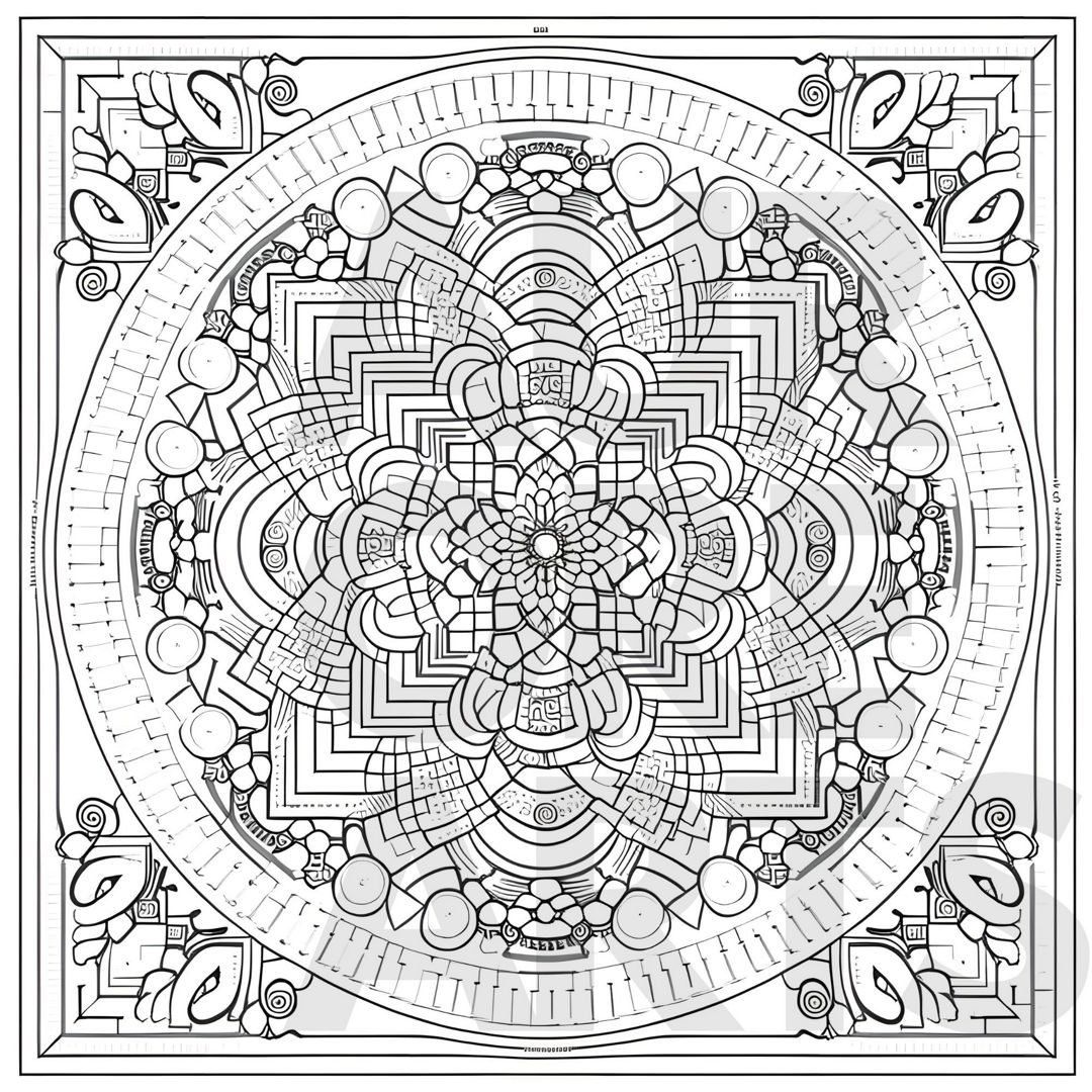 Раскраска-мандала «Строгость» для печати (25 х 25 см) - AURORE ARTS ...