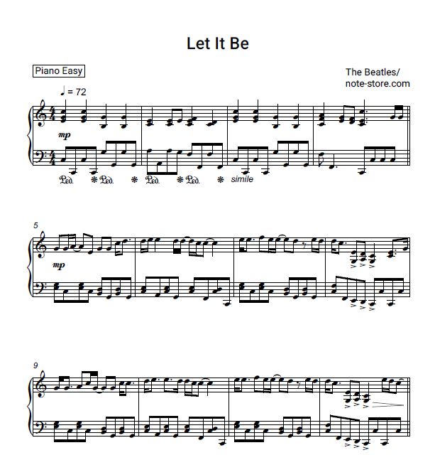 Ноты The Beatles - Let It Be - Пианино.Easy