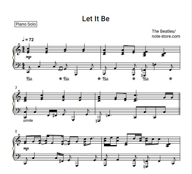 Ноты The Beatles - Let It Be - Пианино.Соло