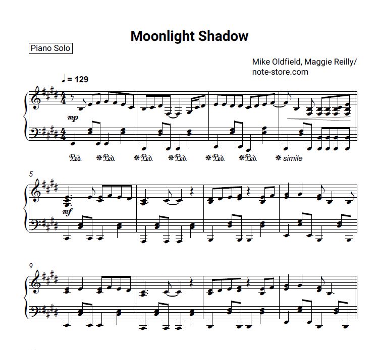 Mike oldfield moonlight. Moonlight Shadow Ноты. Мэгги Рейли Moonlight Shadow. Moonlight Shadow Майк Олдфилд.