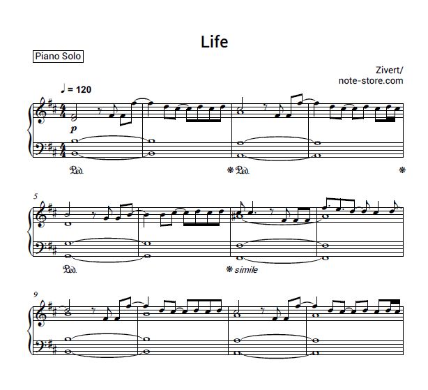 Ноты Zivert - Life - Пианино.Соло