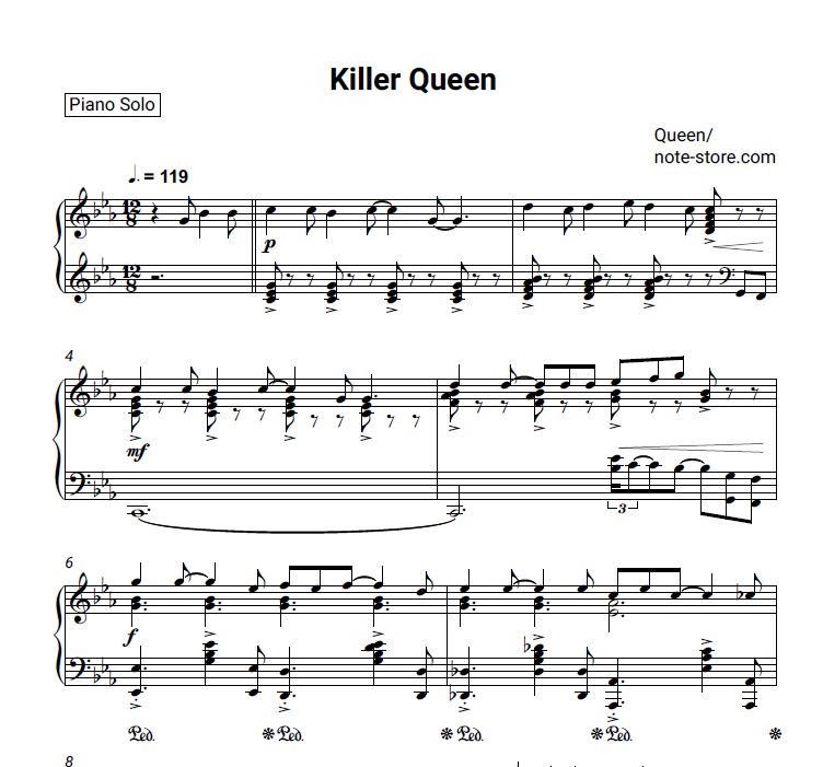 Ноты Queen - Killer Queen - Пианино.Соло